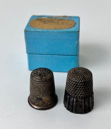 2 Sterling Silver Thimbles, 1 In E J Siegrist Jewlers Box.