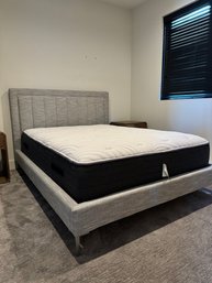Contemporary Modern Gray Bed Frame With Sleepys Reverse Plush Mattress - Full Size *Local Pick Up Only*
