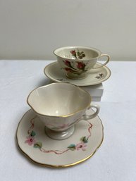 Antique Porcelain Demitasse Teacups: Rosenthal Germany & Claire Lerner USA