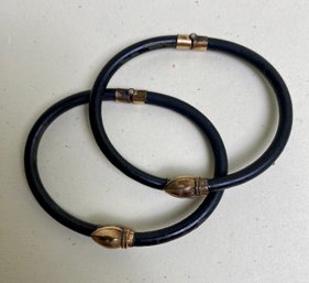 2 Antique Black Bracelets With Hinges