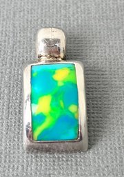 Sterling Silver And Green/yellow Stone Pendant.