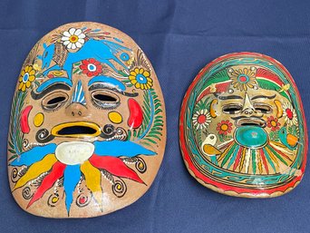 Clay Mayan Face Masks - Lot Of 2  **Local Pick Up Only**