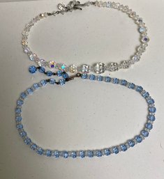 2 Crystal Necklaces - Translucent & Blue