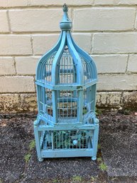 Blue Painted Wood Bird Cage