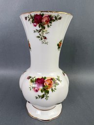 Old Country Rose Bone China Vase Made In England 1962