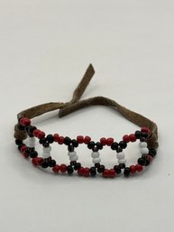 Beaded Bracelet With Leather Straps