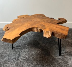 Unique Teak Live Edge Round Modern Side Table  *Local Pick Up Only*