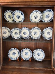 Antique Bishop & Stonier, Pattern: Gresham,  12 Flow Blue Transferware Soup Bowls