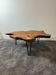 Gorgeous Live Edge Teak Round Modern Side Table  *Local Pick Up Only*