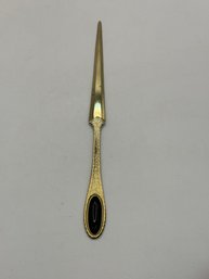 Gold Tone Letter Opener With Black Stone