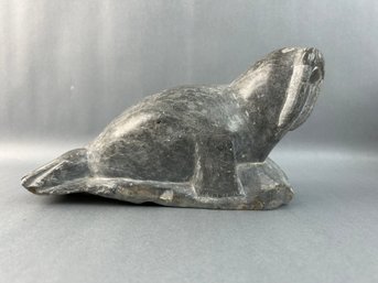 Alaskan Eskimo Art Soapstone Carving Of Seal