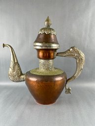 Tibetan Copper & Carved Metal Teapot