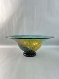 Signed Art Glass Footed Bowl 2004