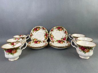 Old Country Rose Bone China England 1962 Cups And Saucers Set Of 6