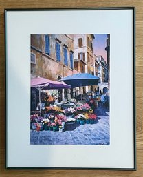 Framed Print Market Flower Stand