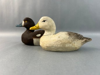 Pair Of Carved Wood Dick Decoys Small