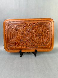 Tooled Tan Leather Briefcase