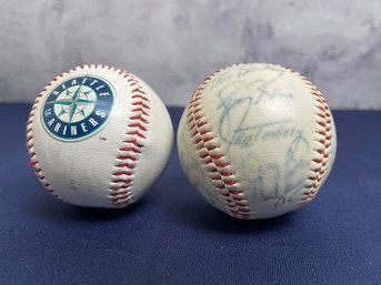 2 Baseballs 1993 Seattle Mariners & Unknown Signed Baseball