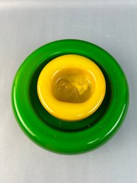 Kosta Boda Yellow Ashtray With Green Glass Bowl