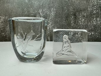 Two Scandinavian Crystal Pieces *Local Pick-Up Only*