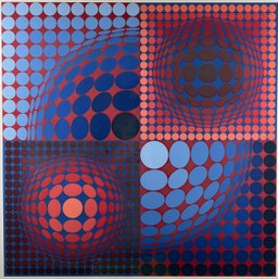 Signed Victor Vasarely 'Novega' Framed Art