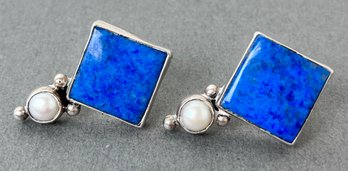 Sterling And Blue Stone Sara Platero Earrings.