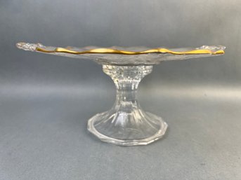 Vintage Gold Trim Pedestal Cake Plate.