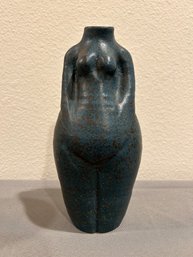 Signed Studio Pottery Vase Women Figure