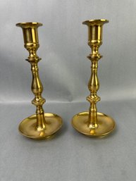 Pair Of Brass Candlesticks - Japan