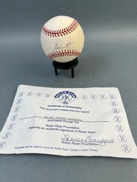 Nolan Ryan Autographed Baseball With COA.