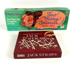 Vintage Jack Straws & Sew Many Animals Lacing Cards Games *Local Pick-Up Only*