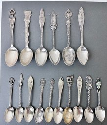 Lot Of 16 Sterling Silver Location Souvenir Spoons.