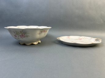 Haviland Limoges Small Serving Platter And A Footed Serving Bowl.