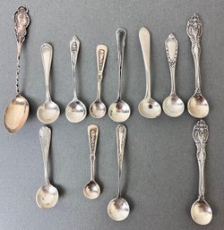 Lot Of 12 Sterling Salt Cellar Spoons.