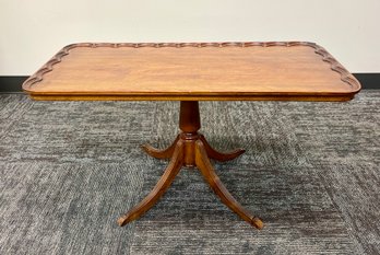 Vintage Rectangle Scallop Edge Detail Pedestal Coffee Table