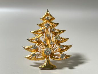 Brooks Christmas Tree Goldtone Brooch