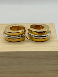 Gold And Silver Tone Pierced Earrings