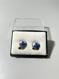 Delft Blue Clip Earrings