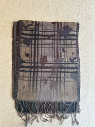 Long Gray & Neutral Tone Wool Scarf - Italy