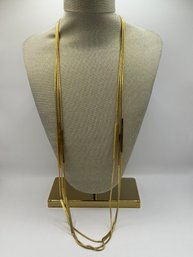 3 Strand Gold Tone Chain Necklace