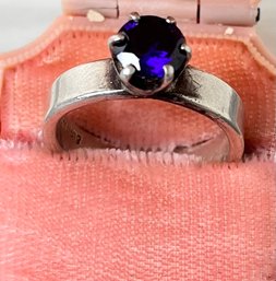 Sterling Silver Ring With Deep Purple Stone