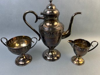 Marked 954 Silver Plate With Gold Wash Trim Tea/coffee Service