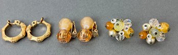 Lot Of 3 Vintage Costume Jewellery Sets Of Clip On Earrings.