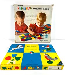 Vintage Playing Parquetry Blocks & Four First Children Games