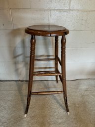 Vintage Weathered Brown Wood Stool *Local Pick-Up Only*