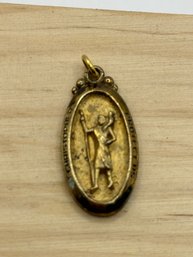 Gold Tone St. Christophers Medal