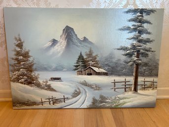 A. Wood Snow Scene Original Painting