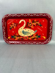 Vintage Small Red Hand Painted Tray