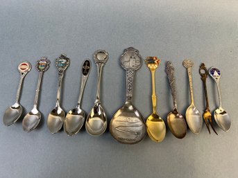 Lot Of Collector Spoons And 1 Fork.