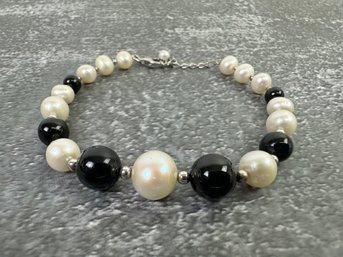 Sterling And Pearl Bracelet